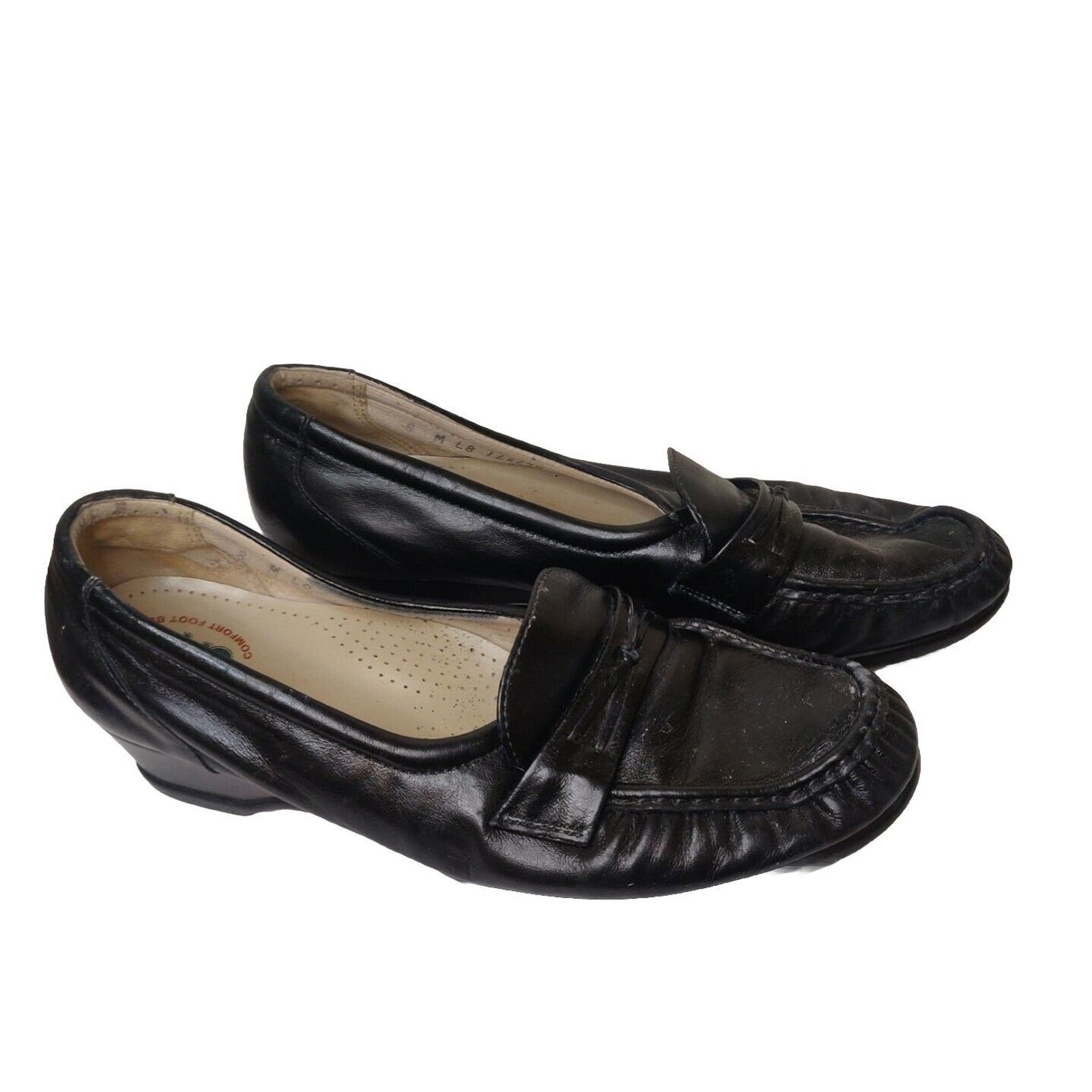 Sas Women's Comfort Shoes Slip-On Size 8 Black Leather Loafer Tripad Foot Bed
